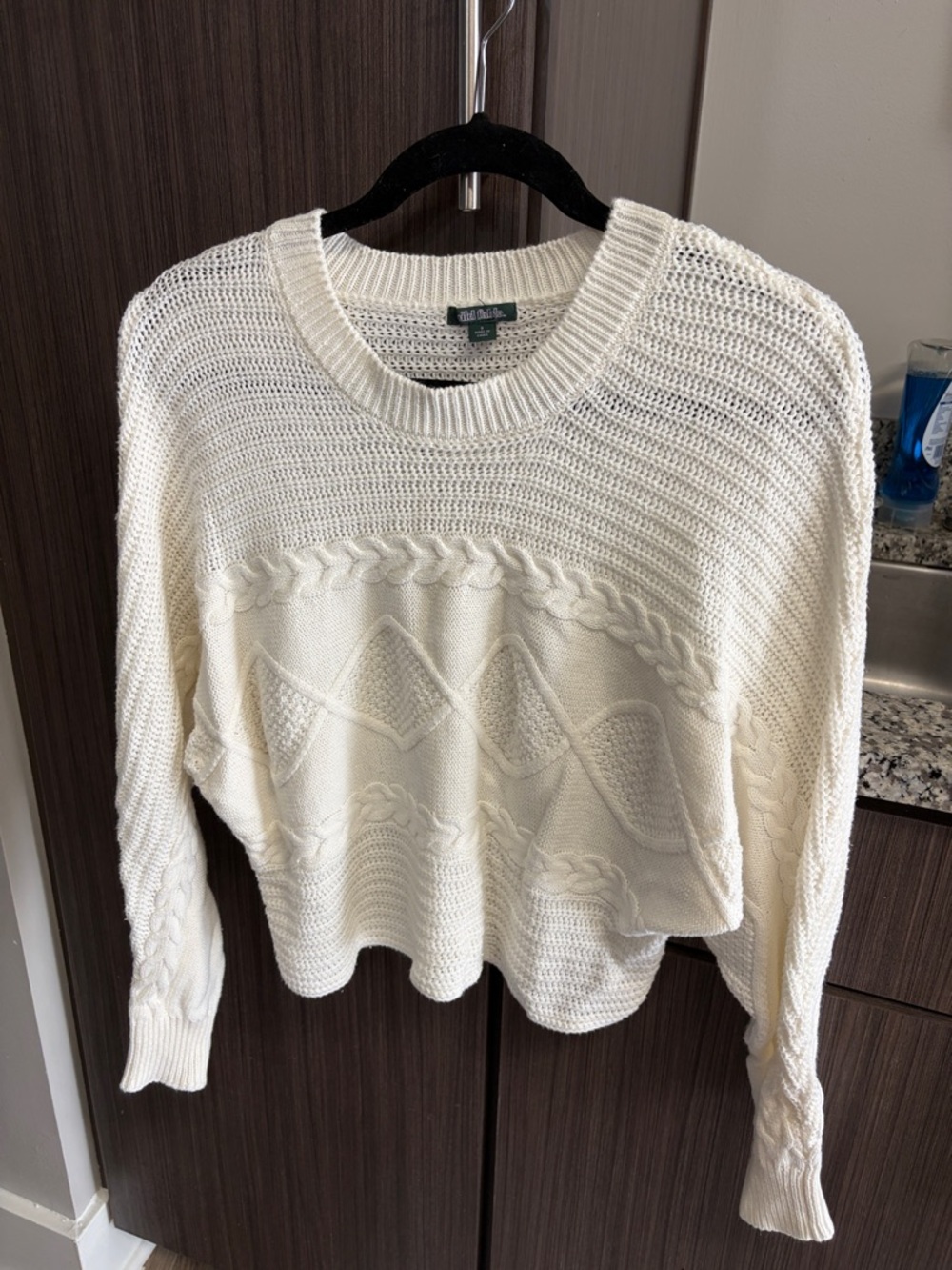 wild fable white Cable Knit Crewneck Sweater